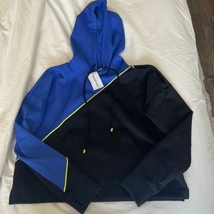 All Access Black, Blue & Neon Yellow Hooded Sweatshirt with pocket size M NWT